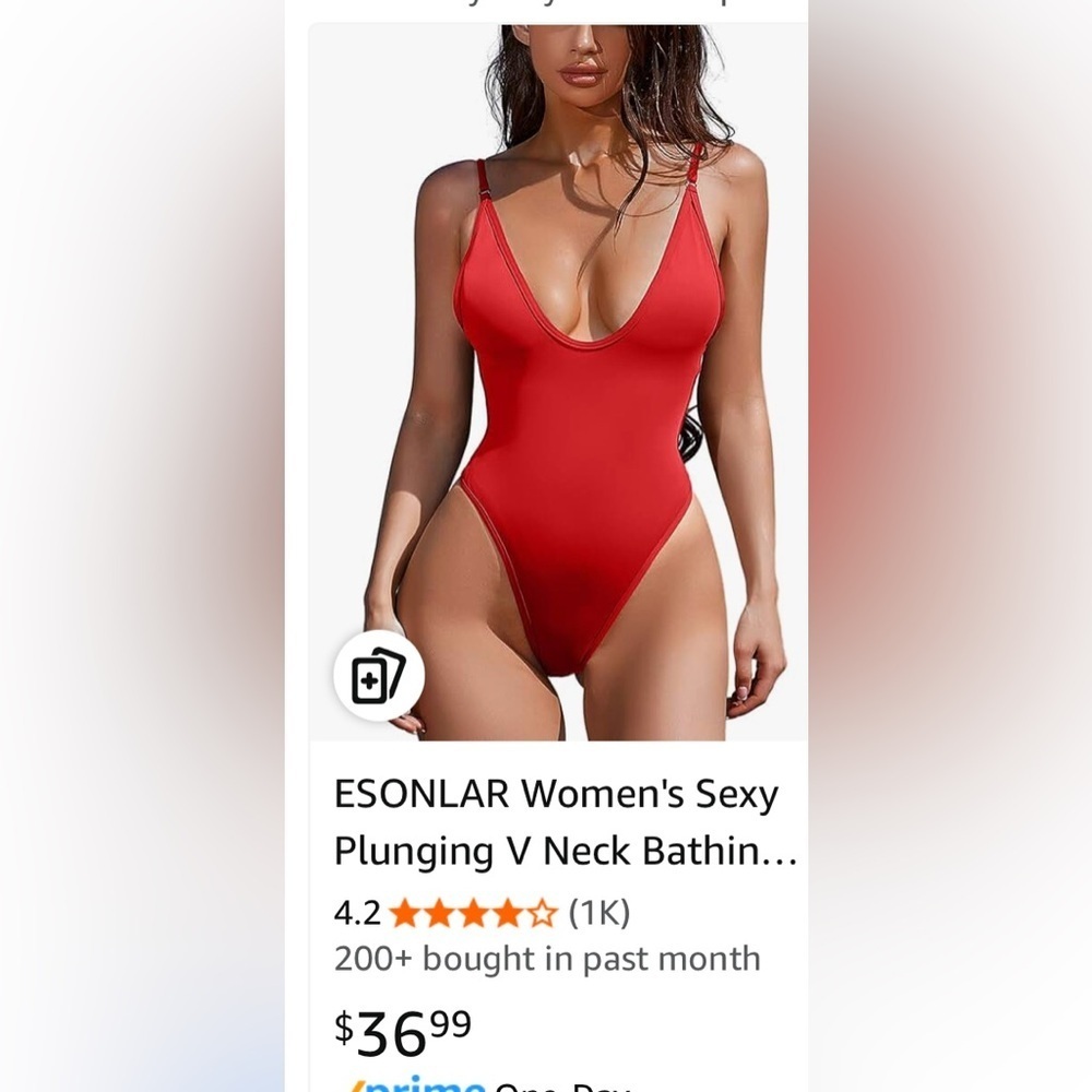 Women's Sexy Plunging V Neck Thong Bathing Suit Open Back 1 Piece Swimsuit